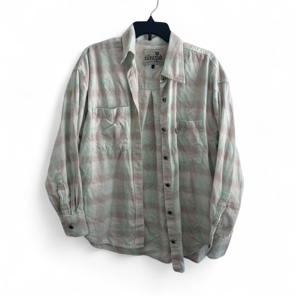 Levi Strauss Plaid Shirt in Cream and Mint Green